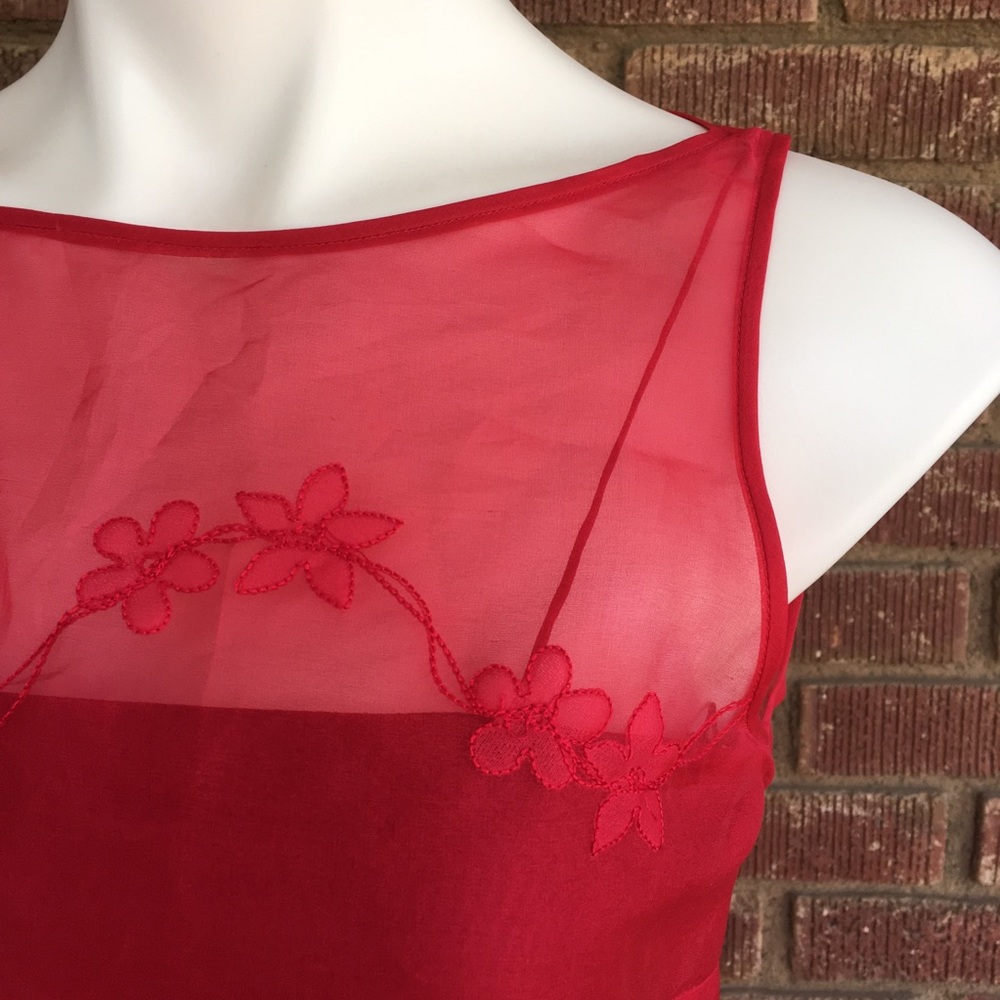 Phoebe/Unger Dress 6 Red Silk Cocktail Party